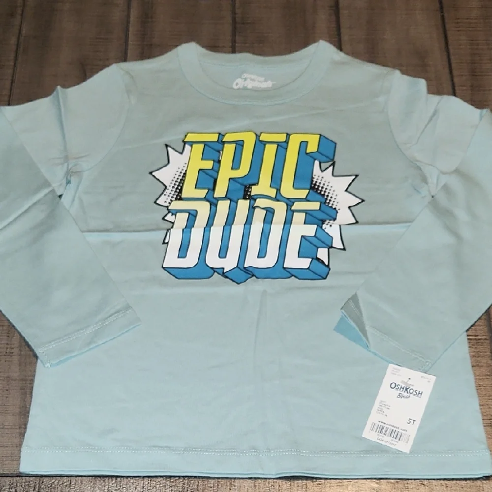 NWT OshKosh B'gosh Epic Dude Long Sleeve Shirt - Light Blue